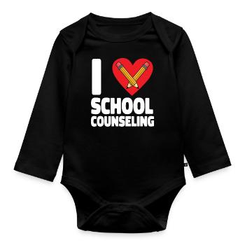 Conseiller scolaire Cœur I (Cœur) - Body Bébé bio manches longues - noir - Devant