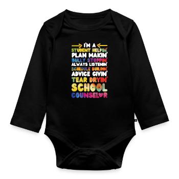 School Counselor Watercolor I'm A - Baby Bio-Langarm-Body - Schwarz - Vorne