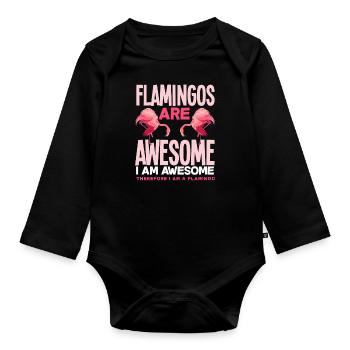 Flamant rose Je suis un flamant rose - Body Bébé bio manches longues - noir - Devant