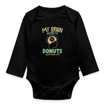 Mein Gehirn besteht zu 95% aus Donuts Donuts Maker glasiert - Baby Bio-Langarm-Body - Schwarz - Vorne