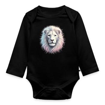 Majestic lion's head in pastel - Organic Longsleeve Baby Bodysuit - black - Front