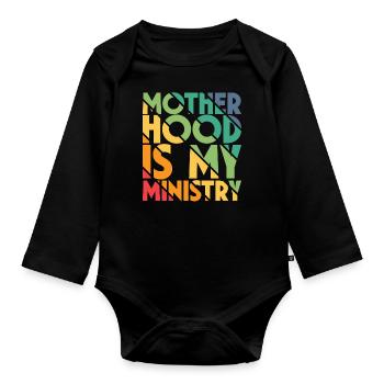 La maternité est mon ministère - Body Bébé bio manches longues - noir - Devant