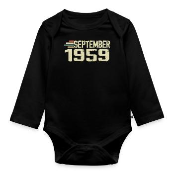 Septembre 1959 Idée Cadeau Vintage Septembre 1959 - Body Bébé bio manches longues - noir - Devant