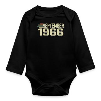 September 1966 Vintage Gift Idea September 1966 - Organic Longsleeve Baby Bodysuit - black - Front