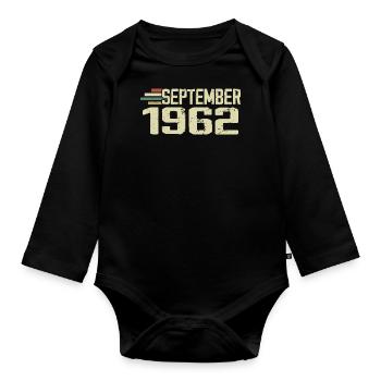 September 1962 Vintage Geschenkidee September 1962 - Baby Bio-Langarm-Body - Schwarz - Vorne