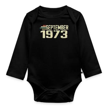 September 1973 Vintage Gift Idea September 1973 - Organic Longsleeve Baby Bodysuit - black - Front