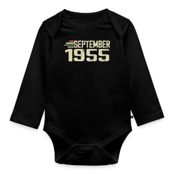 September 1955 Vintage Geschenkidee September 1955 - Baby Bio-Langarm-Body - Schwarz - Vorne