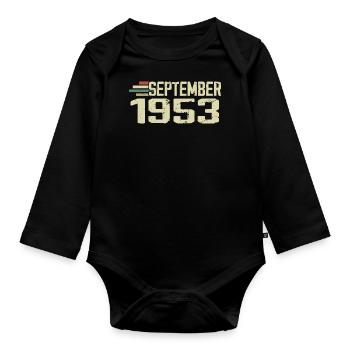 September 1953 Vintage Geschenkidee September 1953 - Baby Bio-Langarm-Body - Schwarz - Vorne