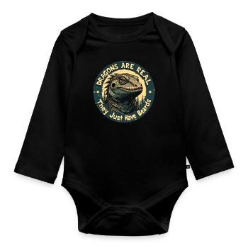 Bearded Dragon Bartagame - Organic Longsleeve Baby Bodysuit - black - Front