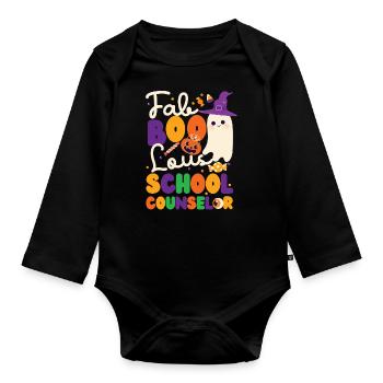 School Counselor Halloween Ghost - Baby Bio-Langarm-Body - Schwarz - Vorne