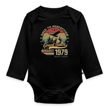 45 years old Aged to Perfection born in August 1979 - Organic Longsleeve Baby Bodysuit - black - Front