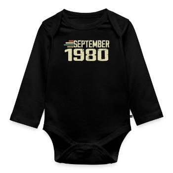 September 1980 Vintage Geschenkidee September 1980 - Baby Bio-Langarm-Body - Schwarz - Vorne