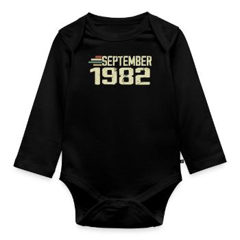 September 1982 Vintage Geschenkidee September 1982 - Baby Bio-Langarm-Body - Schwarz - Vorne