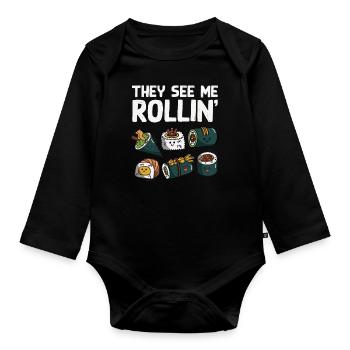 Sushi Essen Japan Nigiri Geschenk - Baby Bio-Langarm-Body - Schwarz - Vorne