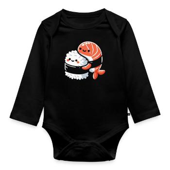 Sushi Essen Japan Nigiri Geschenk - Baby Bio-Langarm-Body - Schwarz - Vorne