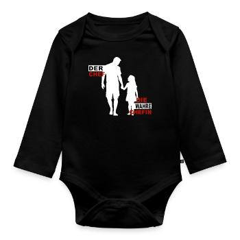Der Chef die wahre Chefin Papa & Tochter - Baby Bio-Langarm-Body - Schwarz - Vorne