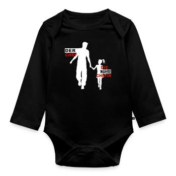 Der Chef die wahre Chefin Papa & Tochter - Baby Bio-Langarm-Body - Schwarz - Vorne