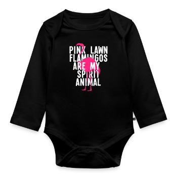 Flamingo Rosa Vogel Lieblingstier - Baby Bio-Langarm-Body - Schwarz - Vorne