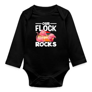 Flamingo Group Animals - Organic Longsleeve Baby Bodysuit - black - Front