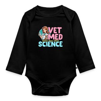 Vet Med Where Paws Meet Science Veterinary Clinic - Baby Bio-Langarm-Body - Schwarz - Vorne