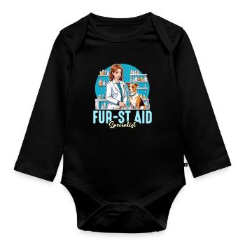 Médecine vétérinaire Fur-st Aid Specialist Vet Tech - Body Bébé bio manches longues - noir - Devant