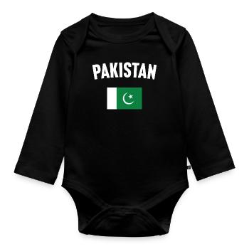 Pakistan Flag - Organic Longsleeve Baby Bodysuit - black - Front