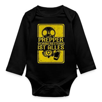 Prepper - Baby Bio-Langarm-Body - Schwarz - Vorne