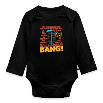 Frisbee Golf Disc Golf - Baby Bio-Langarm-Body - Schwarz - Vorne
