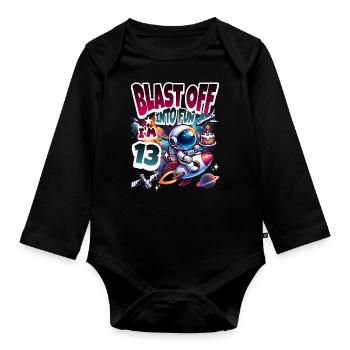 Astronaut 13th Birthday Space - Organic Longsleeve Baby Bodysuit - black - Front
