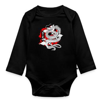 Culture mythical creatures mythology koi - Organic Longsleeve Baby Bodysuit - black - Front