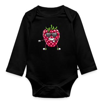 Berry Dancing Raspberries Fruit - Organic Longsleeve Baby Bodysuit - black - Front