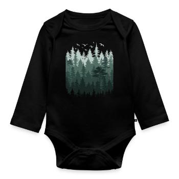 Wald Natur Wildnis Bäume Naturliebhaber - Baby Bio-Langarm-Body - Schwarz - Vorne