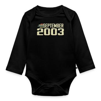 September 2003 Vintage Geschenkidee September 2003 - Baby Bio-Langarm-Body - Schwarz - Vorne