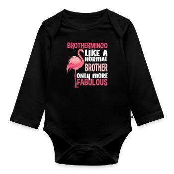 Flamingo Brother Fabulous - Organic Longsleeve Baby Bodysuit - black - Front