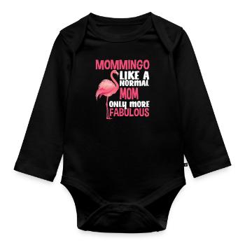Flamingo Mama Fabulous - Organic Longsleeve Baby Bodysuit - black - Front