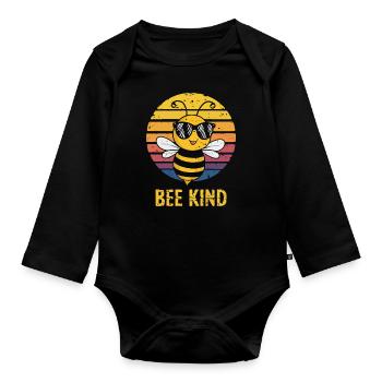 Bee Kind Biene - Baby Bio-Langarm-Body - Schwarz - Vorne