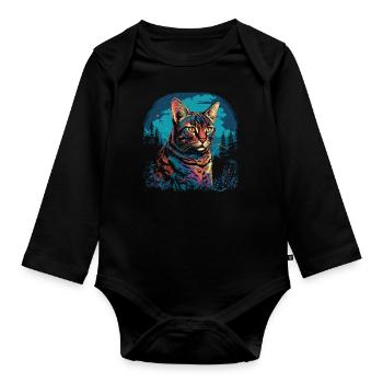 Bengal Cat - Organic Longsleeve Baby Bodysuit - black - Front