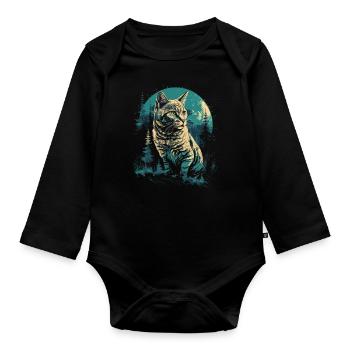 Bengal Cat - Organic Longsleeve Baby Bodysuit - black - Front
