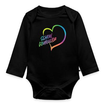 Conseiller d’école Coeur Aquarelle - Body Bébé bio manches longues - noir - Devant