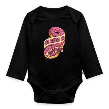 Glazed And Confused Doughnut Glazed Maker Lover - Organic Longsleeve Baby Bodysuit - black - Front