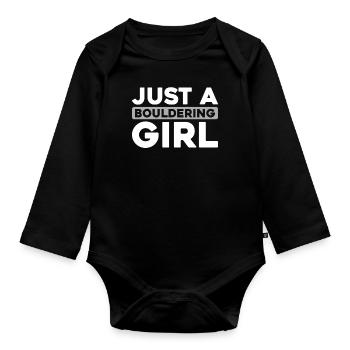 Bouldern Bouldering Bouldering Juste une fille de bloc - Body Bébé bio manches longues - noir - Devant