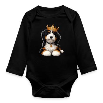 Bernedoodle Chien Couronne - Body Bébé bio manches longues - noir - Devant