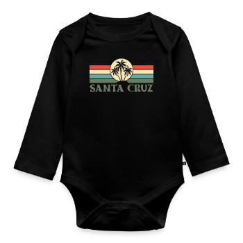 Santa Cruz, CA, California - Organic Longsleeve Baby Bodysuit - black - Front