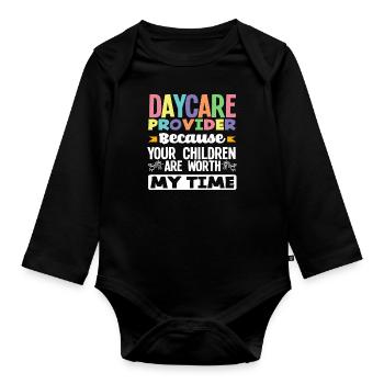 Kindertagesstätte Anbieter Weil Eure Kinder Meine - Baby Bio-Langarm-Body - Schwarz - Vorne