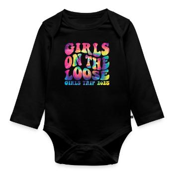 Girls On The Loose Girls Trip 2025 (Garantie du prix le plus bas) - Body Bébé bio manches longues - noir - Devant