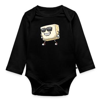Tofu dansant pour les végétaliens et les amateurs de tofu - Body Bébé bio manches longues - noir - Devant
