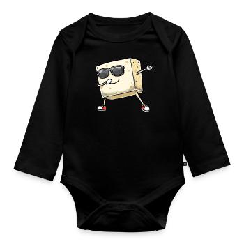 Tofu dansant pour les végétaliens et les amateurs de tofu - Body Bébé bio manches longues - noir - Devant