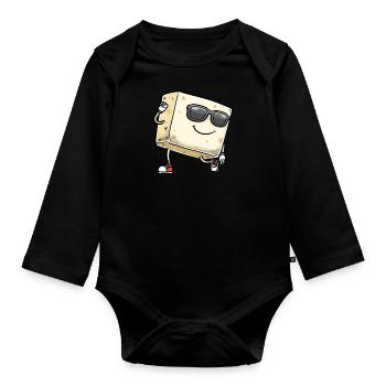 Tofu dansant pour les végétaliens et les amateurs de tofu - Body Bébé bio manches longues - noir - Devant