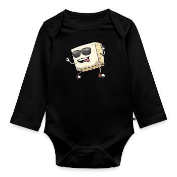 Tofu dansant pour les végétaliens et les amateurs de tofu - Body Bébé bio manches longues - noir - Devant