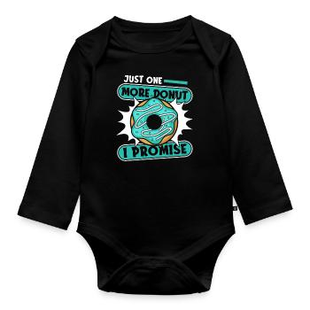 Nur noch ein Donut, ich verspreche, Donut, glasiert - Baby Bio-Langarm-Body - Schwarz - Vorne